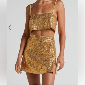 ELSWYTH SEQUIN CROP TOP AND SKIRT
